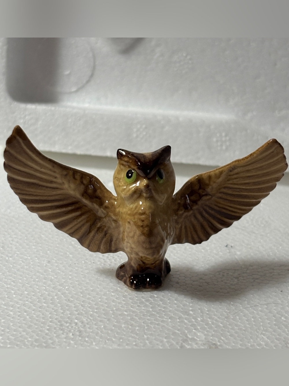 VTG Hagen Renaker Papa Owl Miniature Ceramic Figurine Wings Spread Collectible